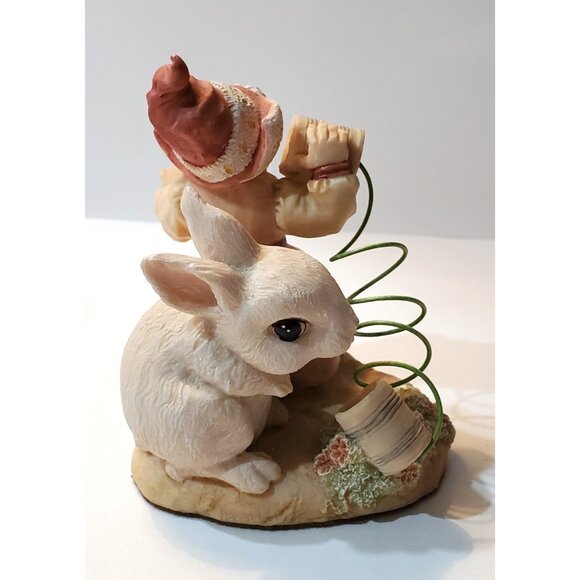 Enesco Lieblings KEEP IN TOUCH figurine Dutch gnome wee folk & rabbit can phone - Picture 10 of 12
